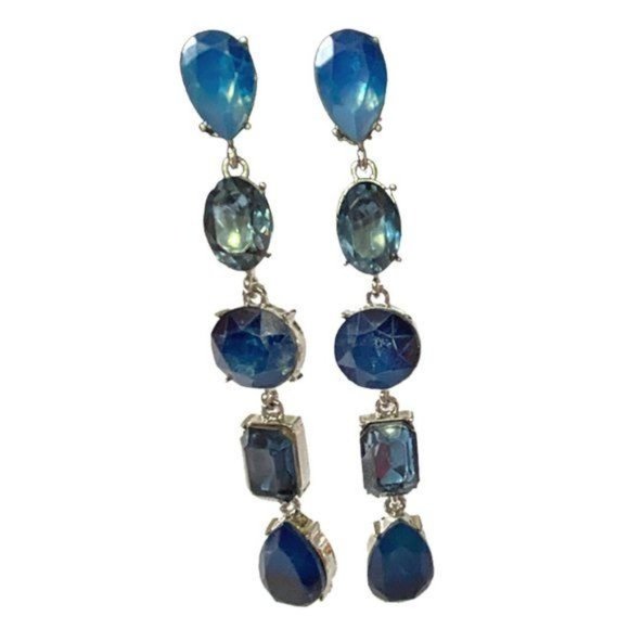 nOir Jewelry Shades of Blue Dangling Jewel Earrings - Picture 2 of 6